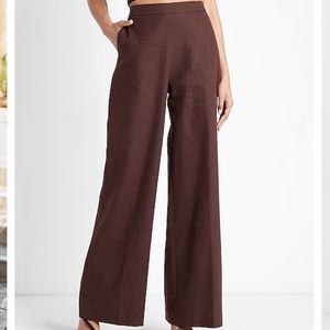 Express super high waisted linen blend wide leg pant.